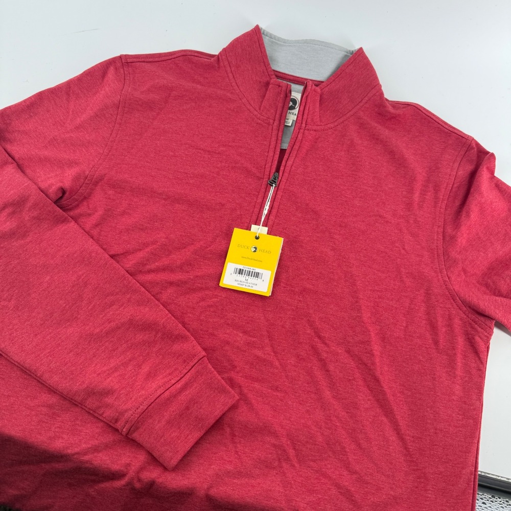 Duck Head Mens Rio Red Heather Performance Quarter Zip Pullover D21068-684 M